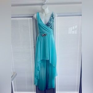 Lasaky - High Low Hem Party Dress with Contrast Sequin Chain Decor